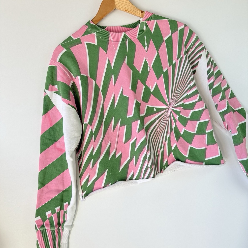 Stella McCartney x Ed Curtis Graphic Cropped Sweatshirt XS Pink Green